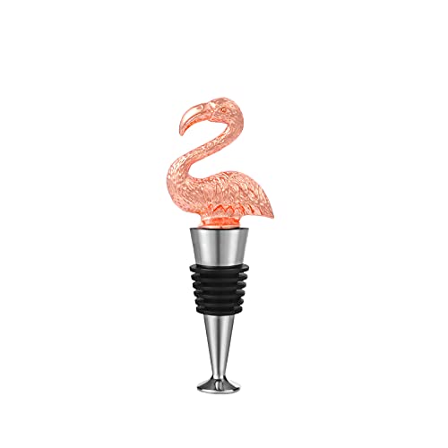 DRPORONYN Flamingo-Weinflaschenverschluss, dekorativer Champagnerflaschenverschluss, Weingeschenk für Heimdekoration & Küche, Bar, Roségold-Finish, Weinversiegelung - Flamingo-Geschenk Gastgeberin