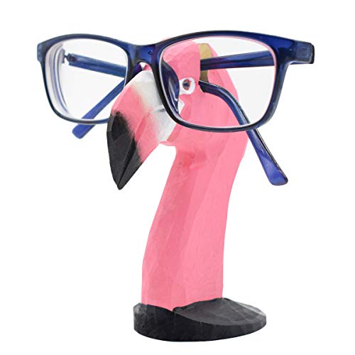 VIPbuy Lustig Brillenhalter Holz Sonnenbrillenhalter aus Holz Tier-förmigen Brillenständer brillenablage Handgeschnitzt Brillenablage Geschenk für Kinder Schreibtisch Heimbüro Deko (Flamingo)