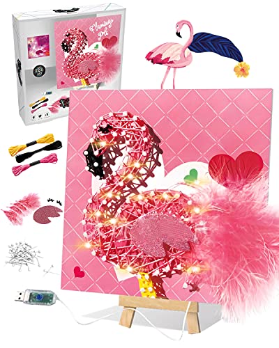 CHMMY Bastelset Kinder Flamingo bastelset Mädchen Geschenke 6 7 8 9 10 11 12 Jahre Spielzeug mit LED-Licht DIY Handgemachte Dekoration Bastelset Kreative Flamingo Bastelsets Geschenk