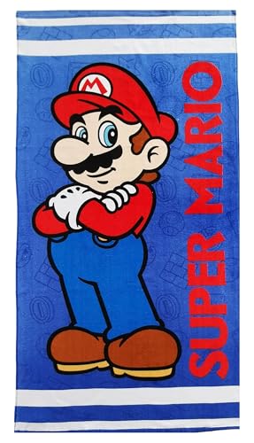 Theonoi Kinder Handtuch Badetuch Strandtuch Duschtuch für Mädchen und Jungen 100% Baumwolle 70x140 cm (Mario)