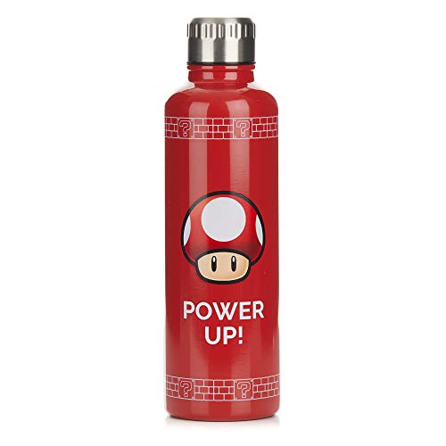 Super Mario Bros Power Up Kunststoff Wasserflasche - Auslauf- und auslaufsicheres Deckeldesign - 500 ml