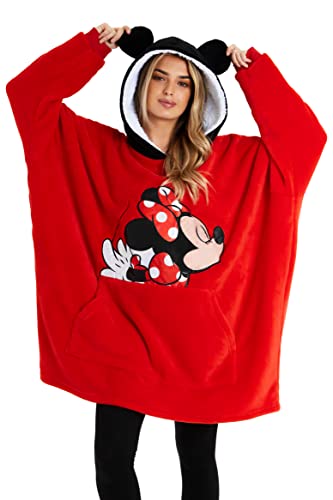 Disney Übergroße Kapuzenpullover Damen Hoodie Decke Mädchen Teenager Herren (Rot)