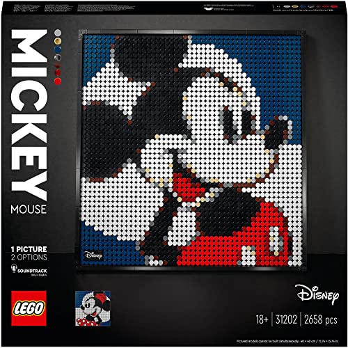 LEGO 31202 Art Disney's Mickey Mouse Set, Poster, Wanddekoration, Dekorationsideen, Geschenkidee für Sie, Ihn, Mama, Papa, DIY Puzzle für Erwachsene