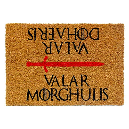 KOKO DOORMATS Fußmatte/Fußabtreter Kokos Game of Thrones Valar Morghulis Original und Spaß/Natural Kokosfaser-basierte PVC, 40x60 cm. für Außen und Innen.