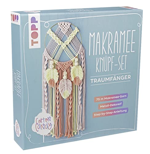 Makramee Knüpf-Set: Traumfänger: Anleitung und Material für einen Makramee-Traumfänger in angesagten Cotton-Candy-Farbtönen